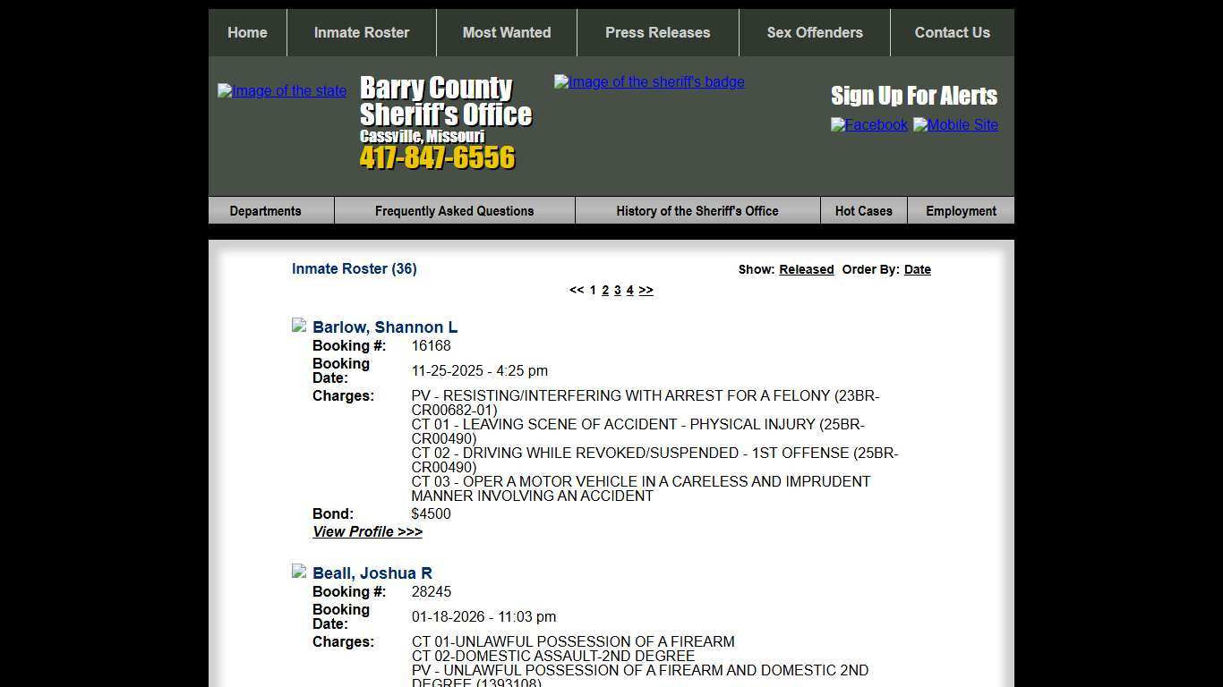Inmate Roster - Current Inmates - Barry County Sheriff MO